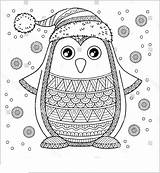 Penguin Coloring Pages Christmas Cute Printable sketch template