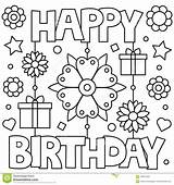 Birthday Coloring Happy Vector Illustration Preview sketch template