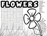 Word Search Flower Coloring Kids Pattern Crafts Freekidscrafts sketch template