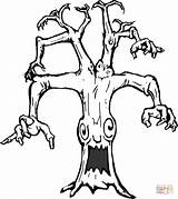 Coloring Tree Haunted Pages Halloween Drawing Monsters sketch template