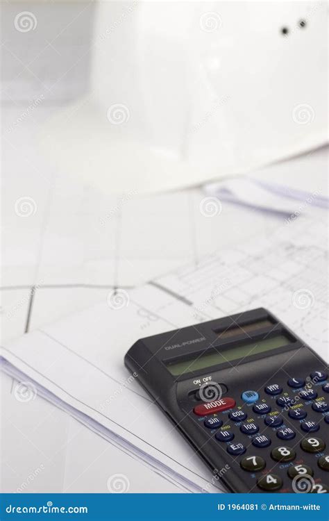 calculator  construction plan stock image image   detail