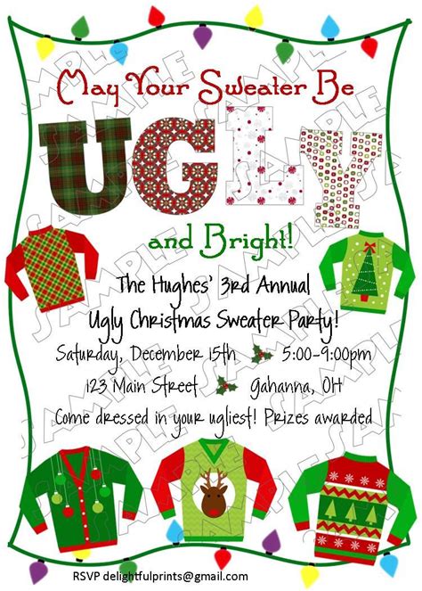 ugly christmas sweater holiday party invite christmas pinterest ugliest christmas sweaters
