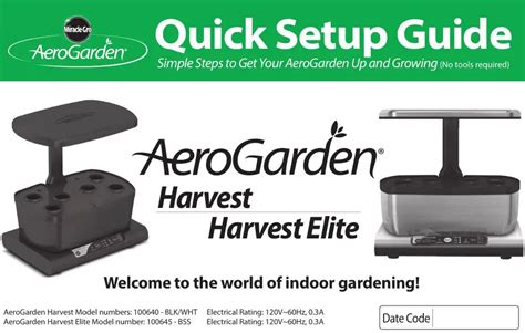 aerogarden harvest elite quick setup guide