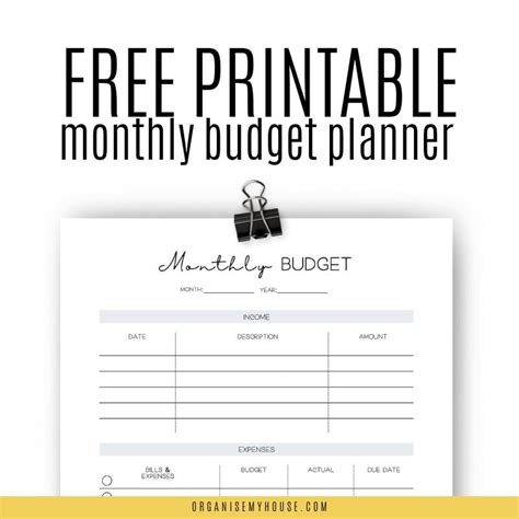 printable monthly budget worksheet    letter