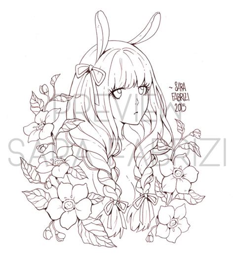 bunny girl lineart  coloring