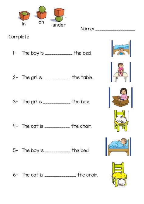 prepositions  exercise  st grade