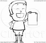 Report Card Grinning Holding Blank Boy Little Coloring Clipart Cartoon Thoman Cory Outlined Vector 2021 sketch template