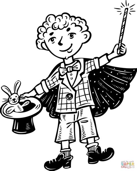 kid magician coloring page  printable coloring pages