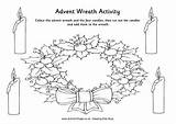 Advent Wreath Printable Activity Coloring Christmas Printables Kids Pages Print Colouring Color Candles Cut Crafts Writing Colour School Paste Activities sketch template