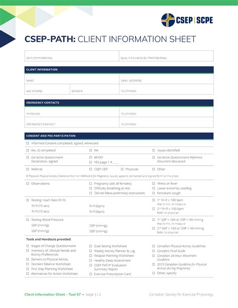tool  client information sheet csep path client information sheet
