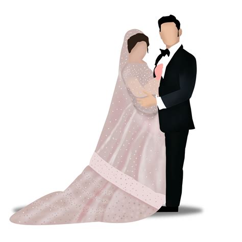 wedding caricature happy bride  groom stock illustration  png