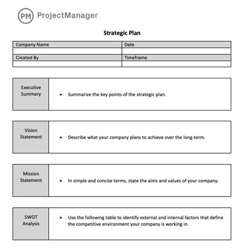 strategic planning templates  clickup word excel