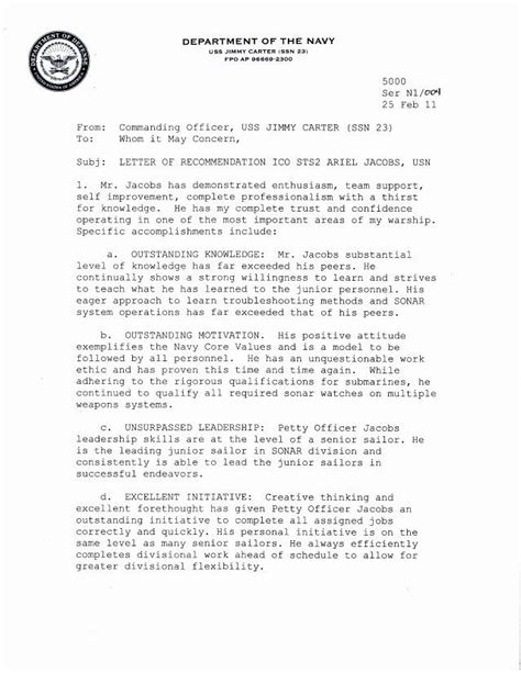 military letter  recommendation template letter