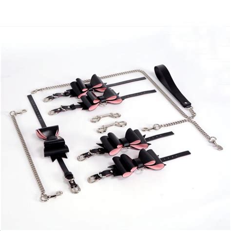 pu leather bdsm kits bondage sex toys for couples bow tie handcuff