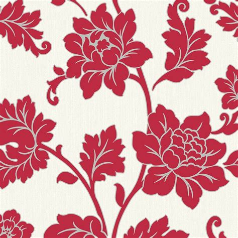 Anya Motif Floral Wallpaper Red 886104 Wallpaper From I Love