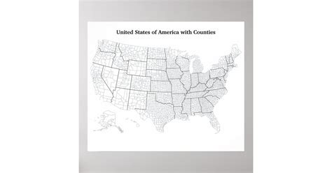 united states  counties blank outline map poster zazzle