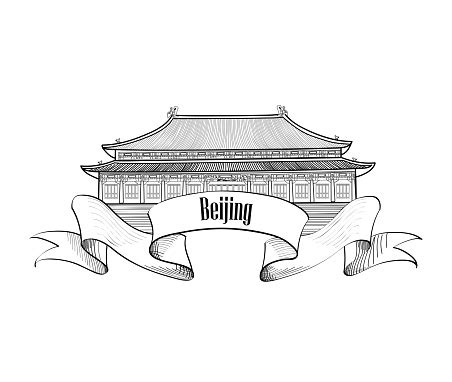 china label beijing city landmark stock illustration  image  tiananmen square