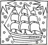 Columbus Christopher Coloring Pages Ship Ships Boats Printable Holidays Getcolorings Getdrawings sketch template