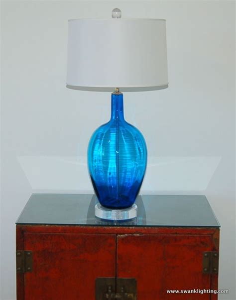 Vintage Hand Blown Glass Lamp In Royal Blue At 1stdibs