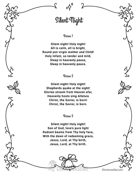 printable lyrics  silent night
