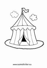 Zirkuszelt Zirkus Ausmalbilder Ausmalbild Ausdrucken Motive Ausmalen Malvorlagen Kostenlos Clown Akrobaten Kostenlosen Zelten sketch template