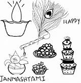 Coloring Janmashtami Festival Krishna Lord sketch template