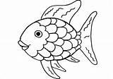 Coloring Fish Rainbow Scales Kids Printable Template Pages sketch template