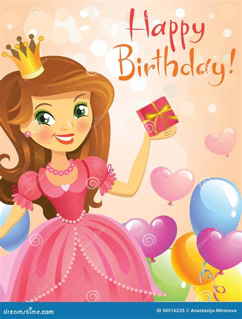 happy birthday princess greeting card stock vector image