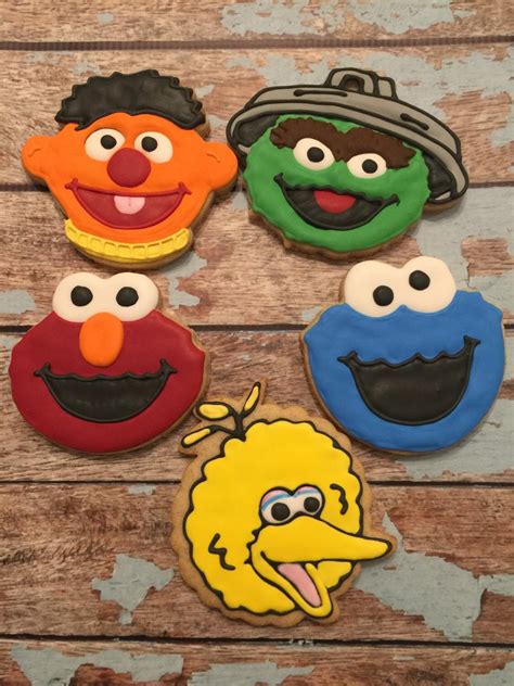 sesame street custom decorated cookies  dozen