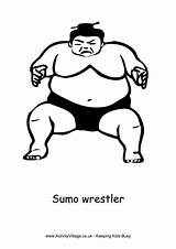 Sumo Colouring Wrestler Wrestling sketch template