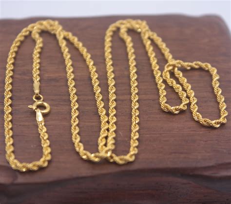 real  gold chain mm rope style chain necklace   cm