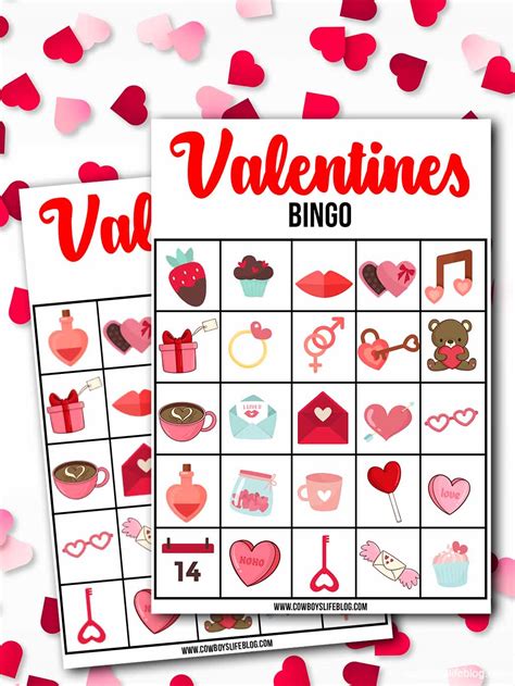 printable valentines day bingo cards  cowboys life