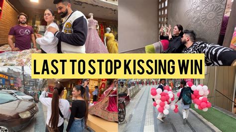 Kissing My Wife For 24hour Challenge In Public Last To Stop Kissing
