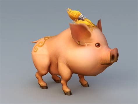 cute anime pig  model ds max files   modeling   cadnav