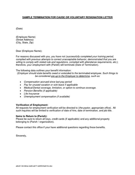 sample employee termination letter template samples letter template