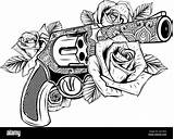Guns Crossed Etched Pistol sketch template