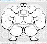 Cartoon Beefcake Buff Illustration Muscular Lineart Bodybuilder Competitor Giving Two Thumbs Royalty Clipart Vector Cory Thoman Outlined Boxer Happy Coloring sketch template
