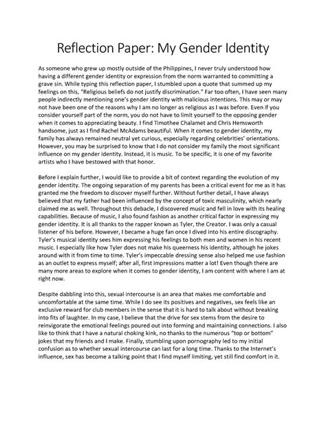 reflection paper sample reflection paper my gender identity as