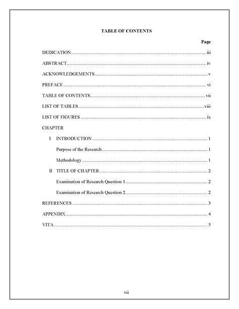 table  contents  research table  contents  research paper