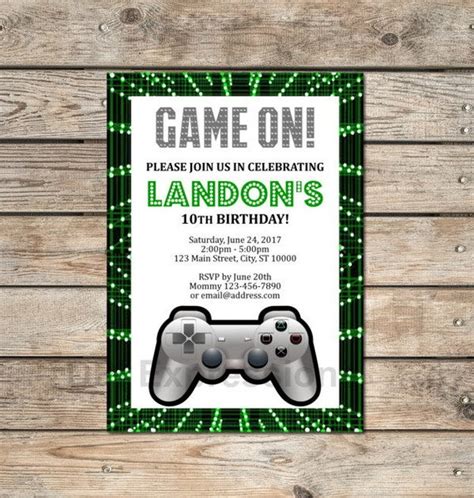 video game birthday party invitation gaming party invitation gamer