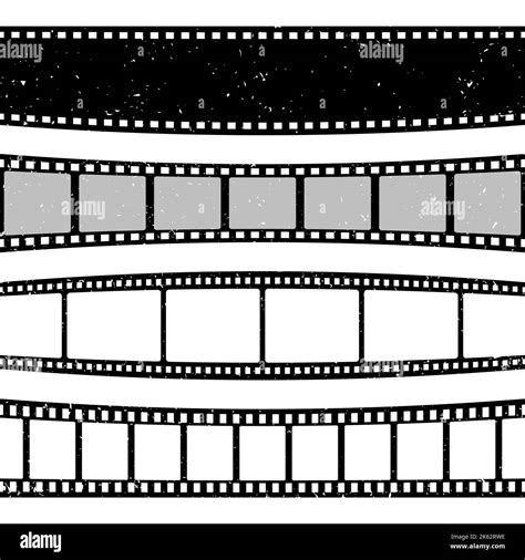 Retro Curved Film Strips Collection Old Grunge Cinema Movie Strip