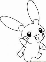 Minun Coloring Pages Plusle Pokemon Getdrawings sketch template