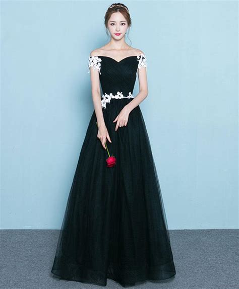 Cute Black Long Prom Dress Lace Evening Dress Shop