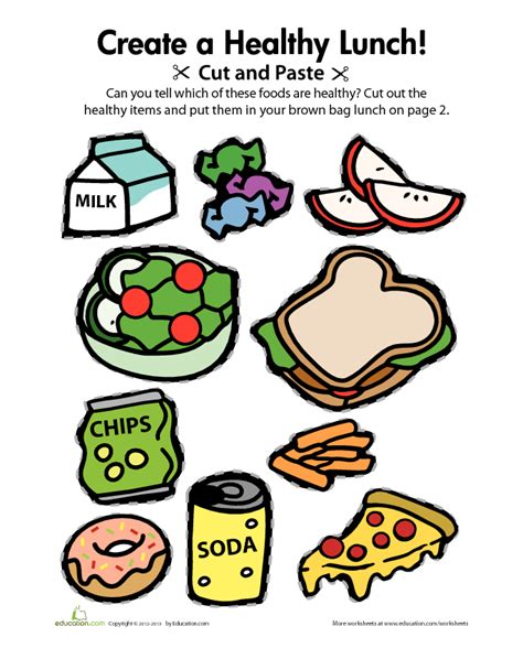 preschool worksheets healthy food pictures