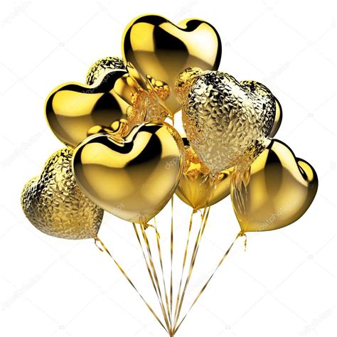 gouden ballonnen  de vorm van hart voor viering stockfoto  vitart