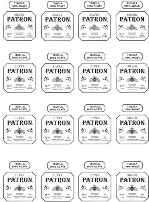 patron bottle labels shore cake supply