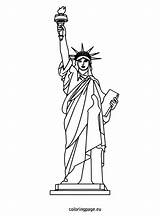 Statue Liberty Coloring Drawing Sheet Lady Clipart Cartoon Printable July 4th York La State Dessin Pages Sheets Empire Building Directed sketch template