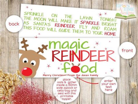 instant  magic reindeer food bag topper  uponatimeparty