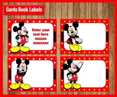mickey mouse printable cards tags book labels stickers etsy singapore