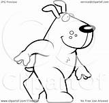 Walking Dog Upright Clipart Cartoon Coloring Outlined Vector Cory Thoman Royalty sketch template